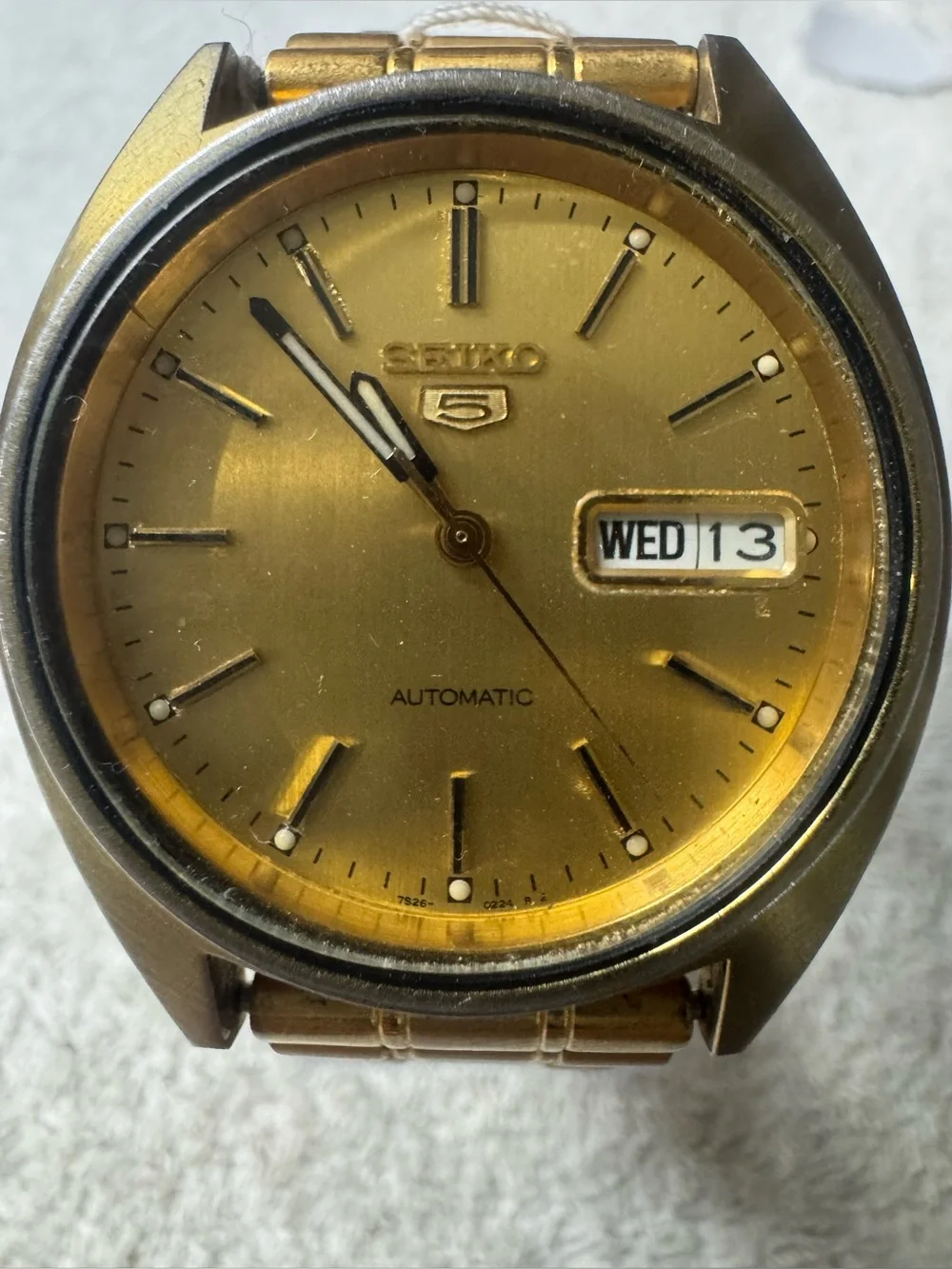 Seiko Gold Dial Automatic Watch with Day-Date